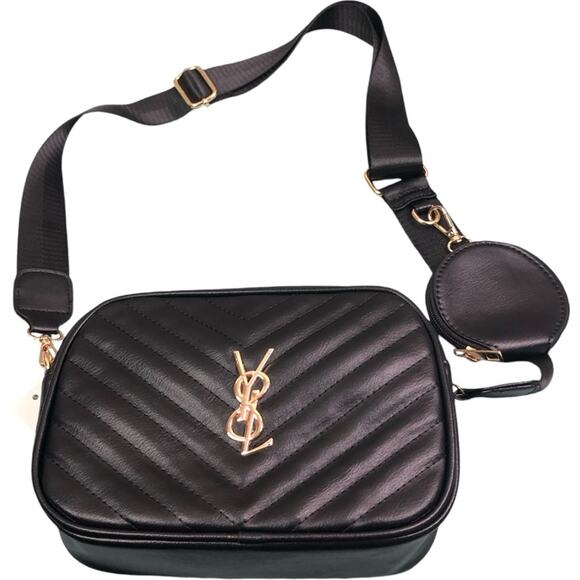 Designer Inspired Black Quilted Crossbody Shoulder Bag - Picture 5 of 15